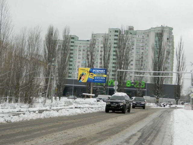 Щит 6x3,  Петропавловская Борщаговка,  на перекр. ул. Пушкина-ул. Связистов (напрот. маг. "NOVUS")